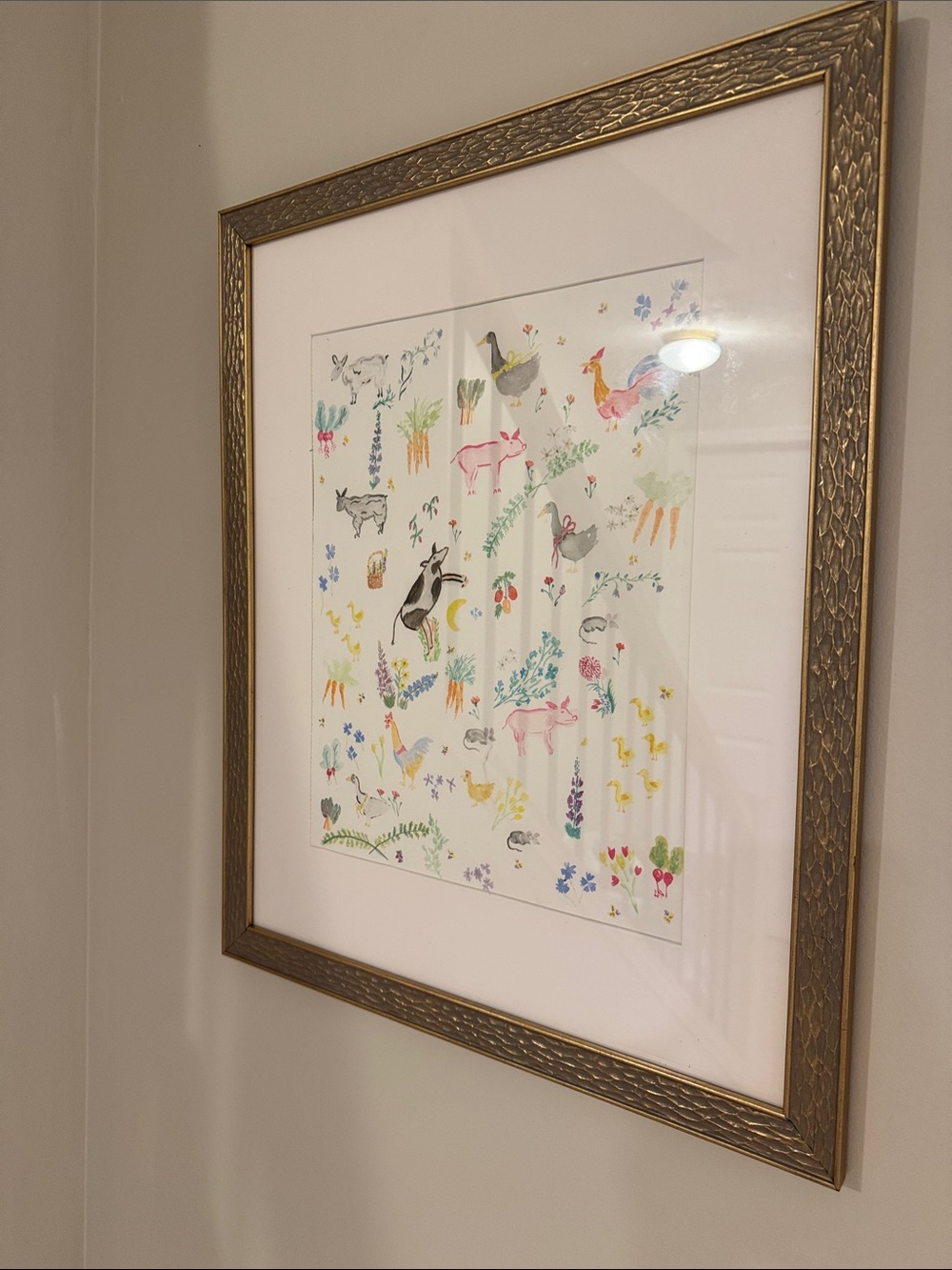 Watercolor Farm Animal Art - Pastel Multi-Color